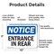 Signmission Entrance In Rear OSHA Notice Sign, Aluminum, 10in W x 7in L, 2PK OS-2PACK-NS-A-710-L-12102 - alternate 6